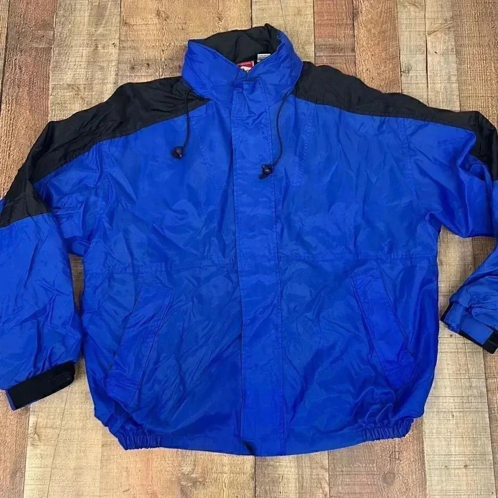 Vintage Marlboro Windbreaker Jacket Blue Full Zip Hooded Men’s - Picture 1 of 12